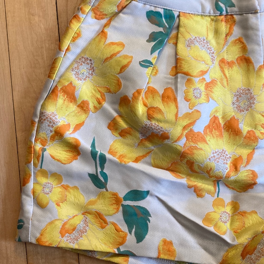 Endless Rose Yellow Floral High Waist Shorts Crop Set Small - Picture 2 of 4